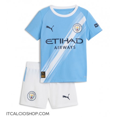 Manchester City Prima Maglia Bambino 2025-26 Manica Corta (+ Pantaloni corti)